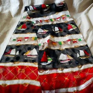 Vintage Liz Claiborne Sailboat Polyester Shawl Collar Scarf